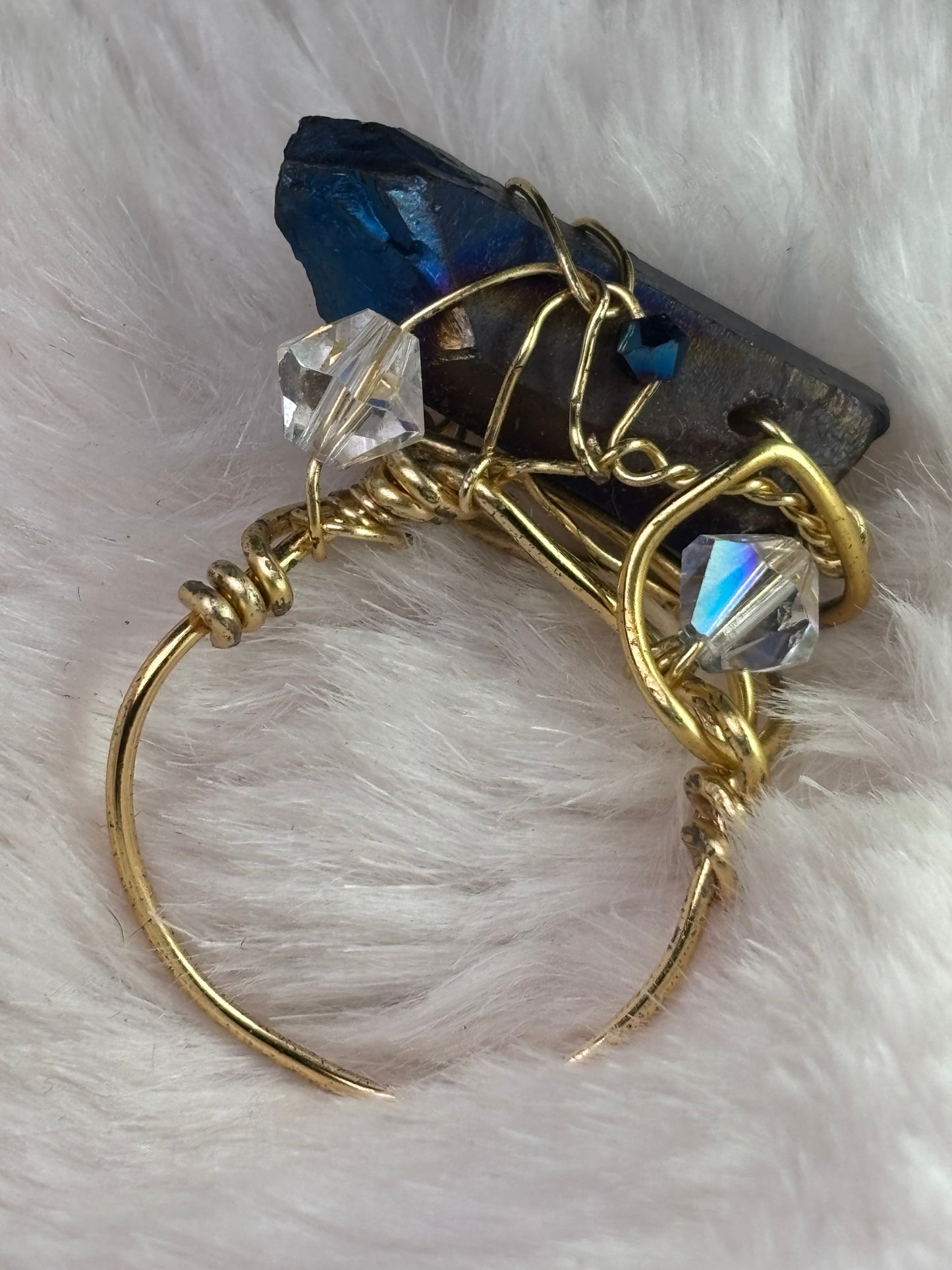 ELECTRIC BLUE: AURA QUARTZ RING — GOLD