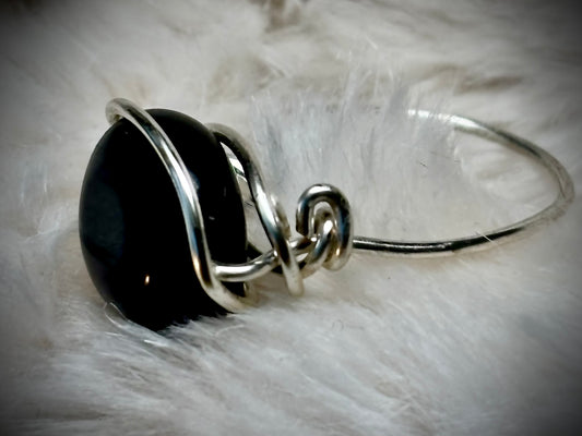 BLACK ONYX RING — SILVER