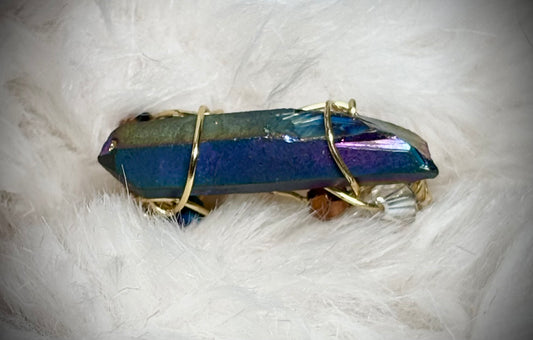 Celestial blade: Titanium Aura Quartz “ rainbow quartz”