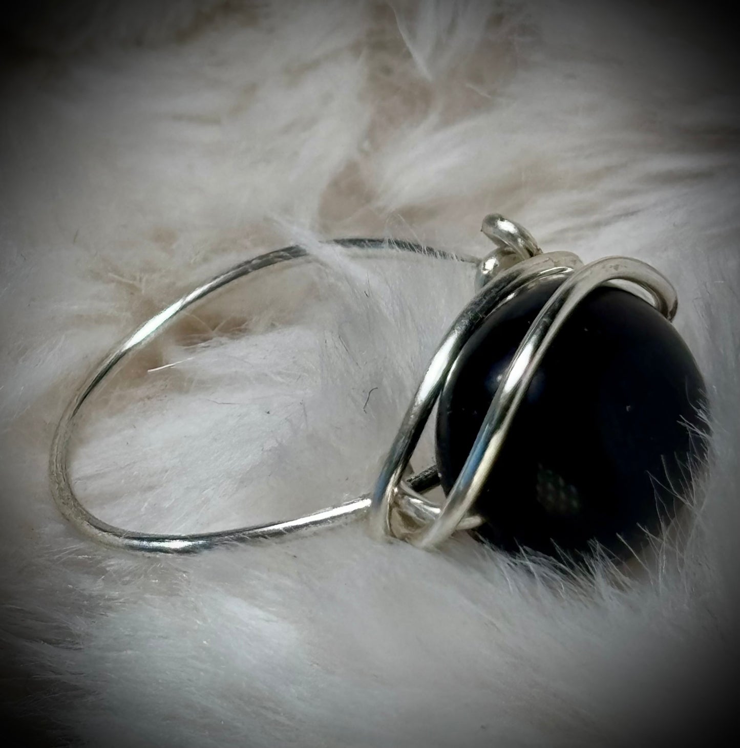 BLACK ONYX RING — SILVER