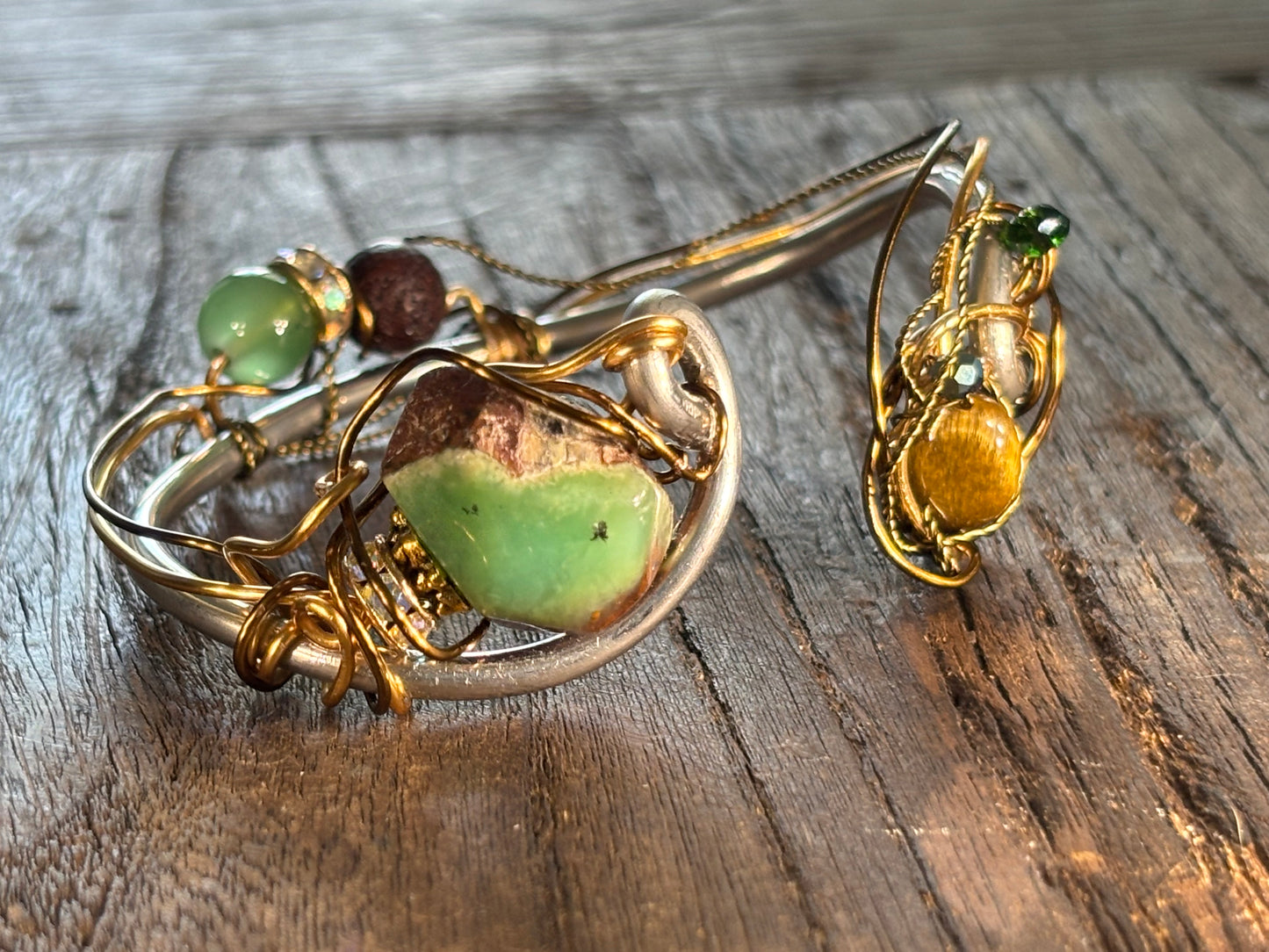 African Opal, tiger eye, Aberdeen, volcano rock Bracelet: 