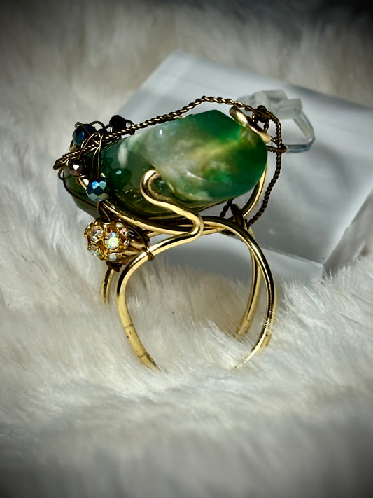 Rare Madagascar Sea Agate Ring