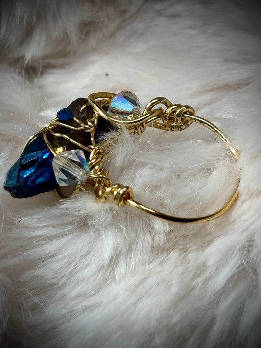 ELECTRIC BLUE: AURA QUARTZ RING — GOLD
