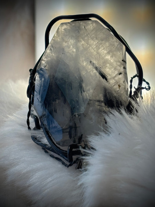 Crystal lightning: black tourmaline, and crystal ring 