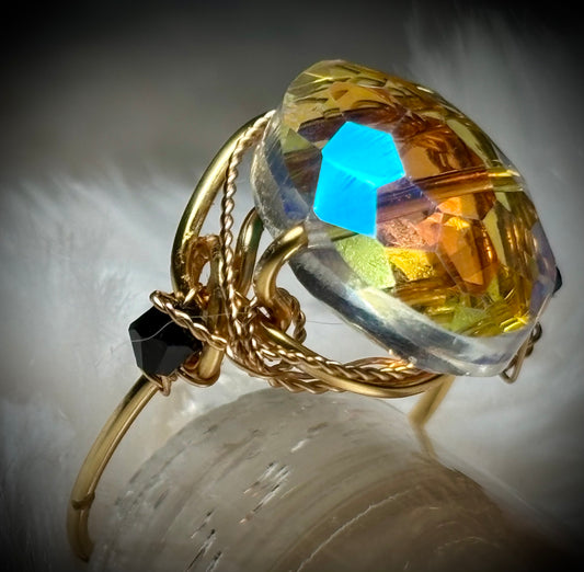 Brilliant Crystal in Gold Ring:Sunfire