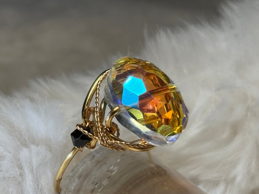 Brilliant Crystal in Gold Ring:Sunfire