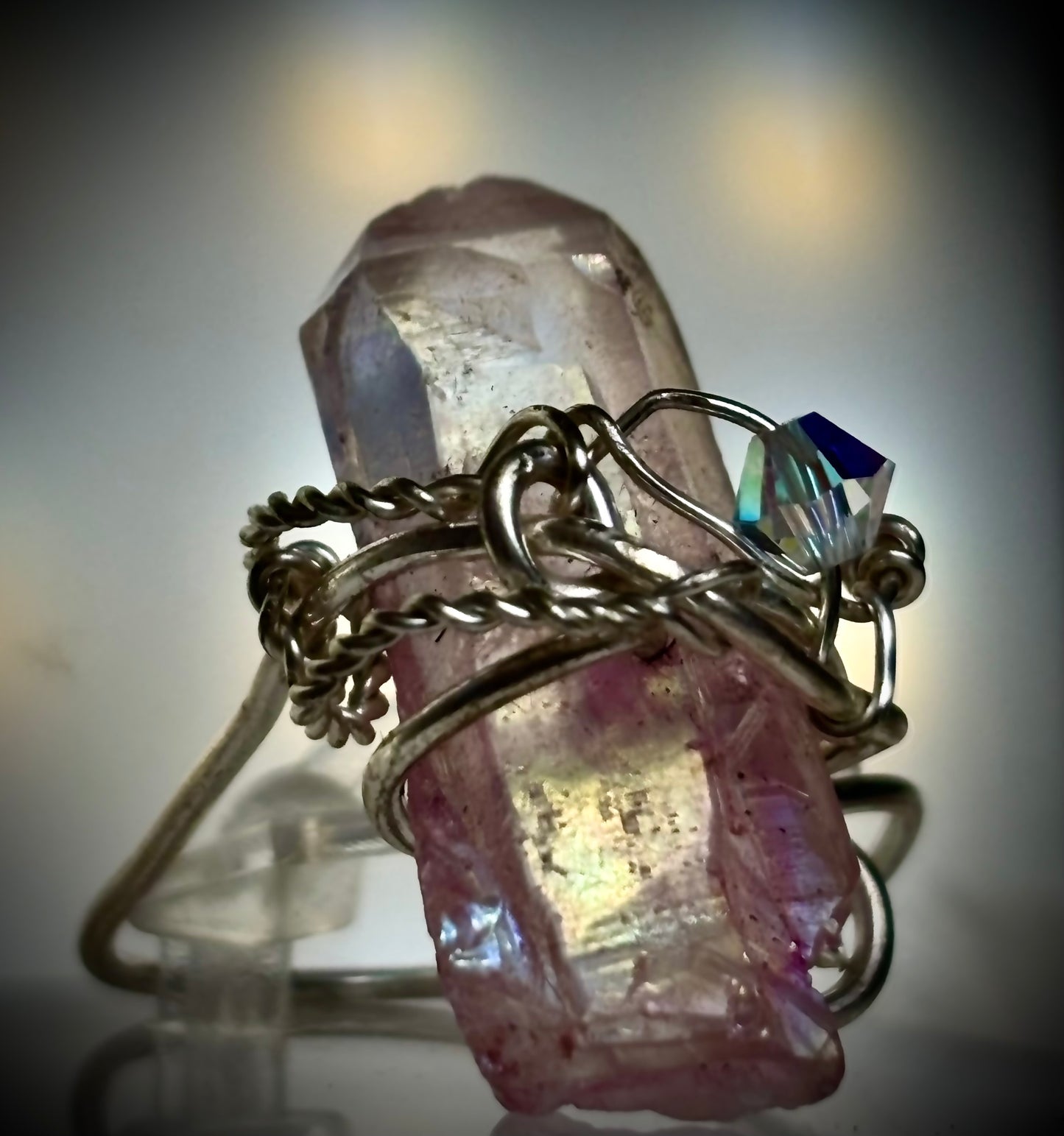 Pink crystal ring: delicate Grace