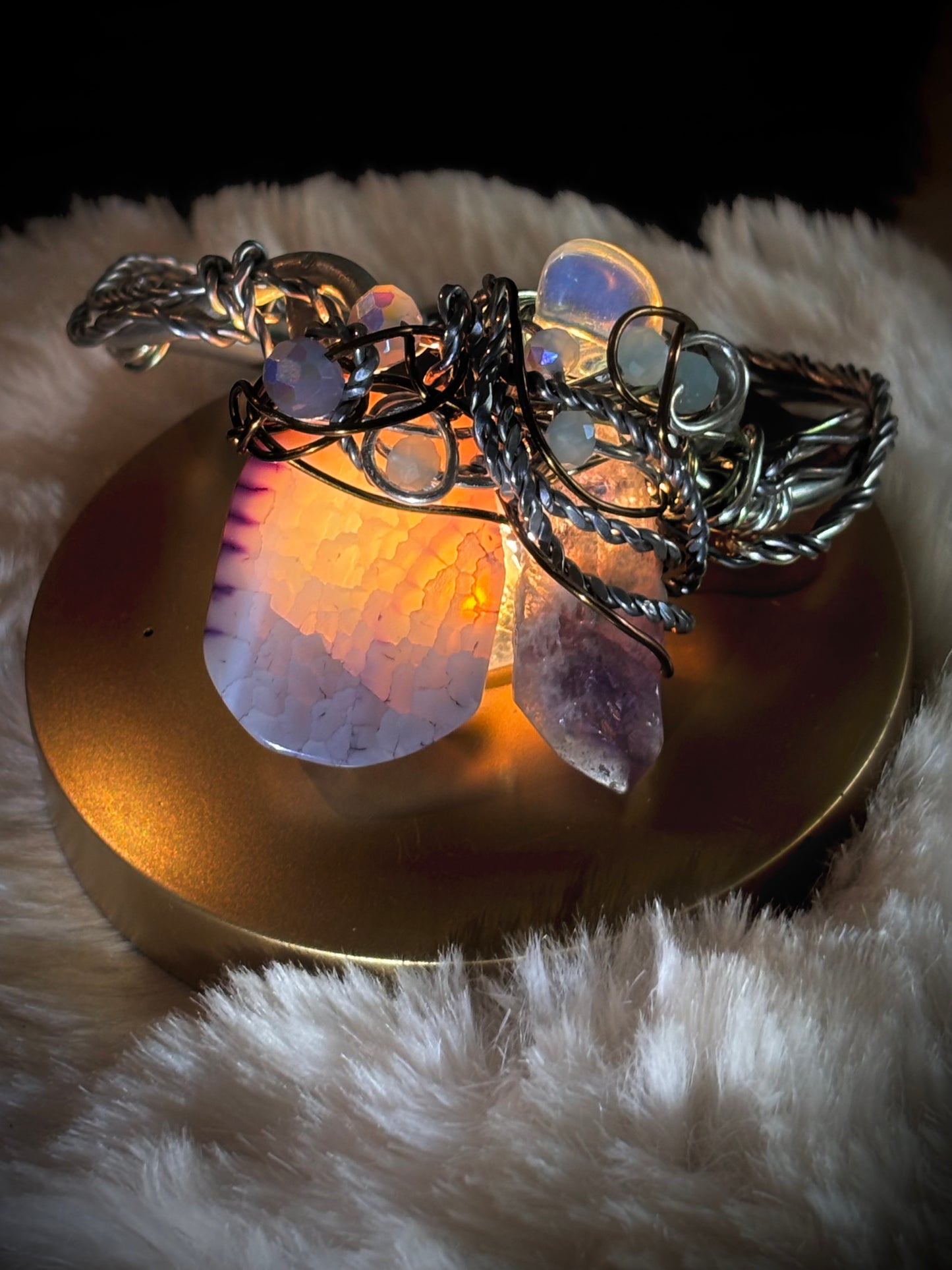 Dragon Vein Agate, Amethyst, Moonstone Bracelet: DRAGON RIDER