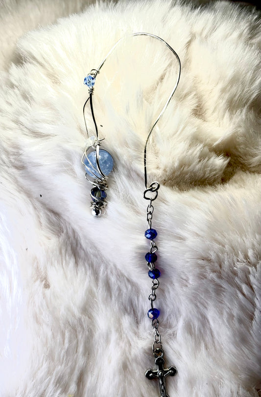 Quiet Sky: blue lepidolite, ear cuff 