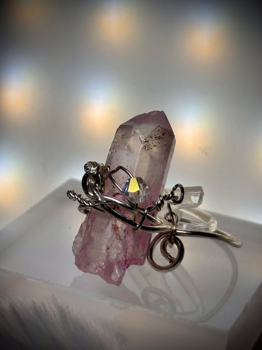 Pink crystal ring: delicate Grace