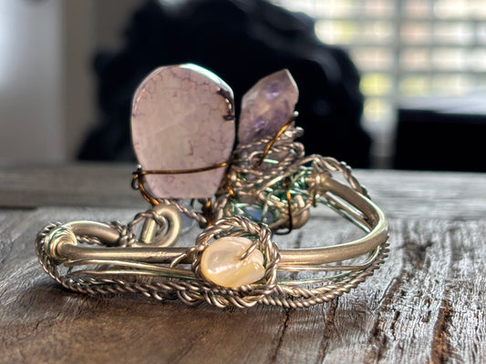 Dragon Vein Agate, Amethyst, Moonstone Bracelet: DRAGON RIDER