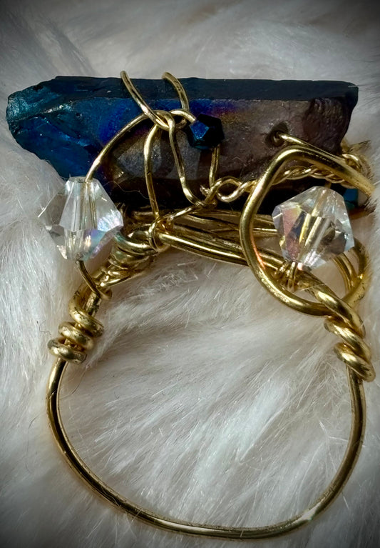 ELECTRIC BLUE: AURA QUARTZ RING — GOLD