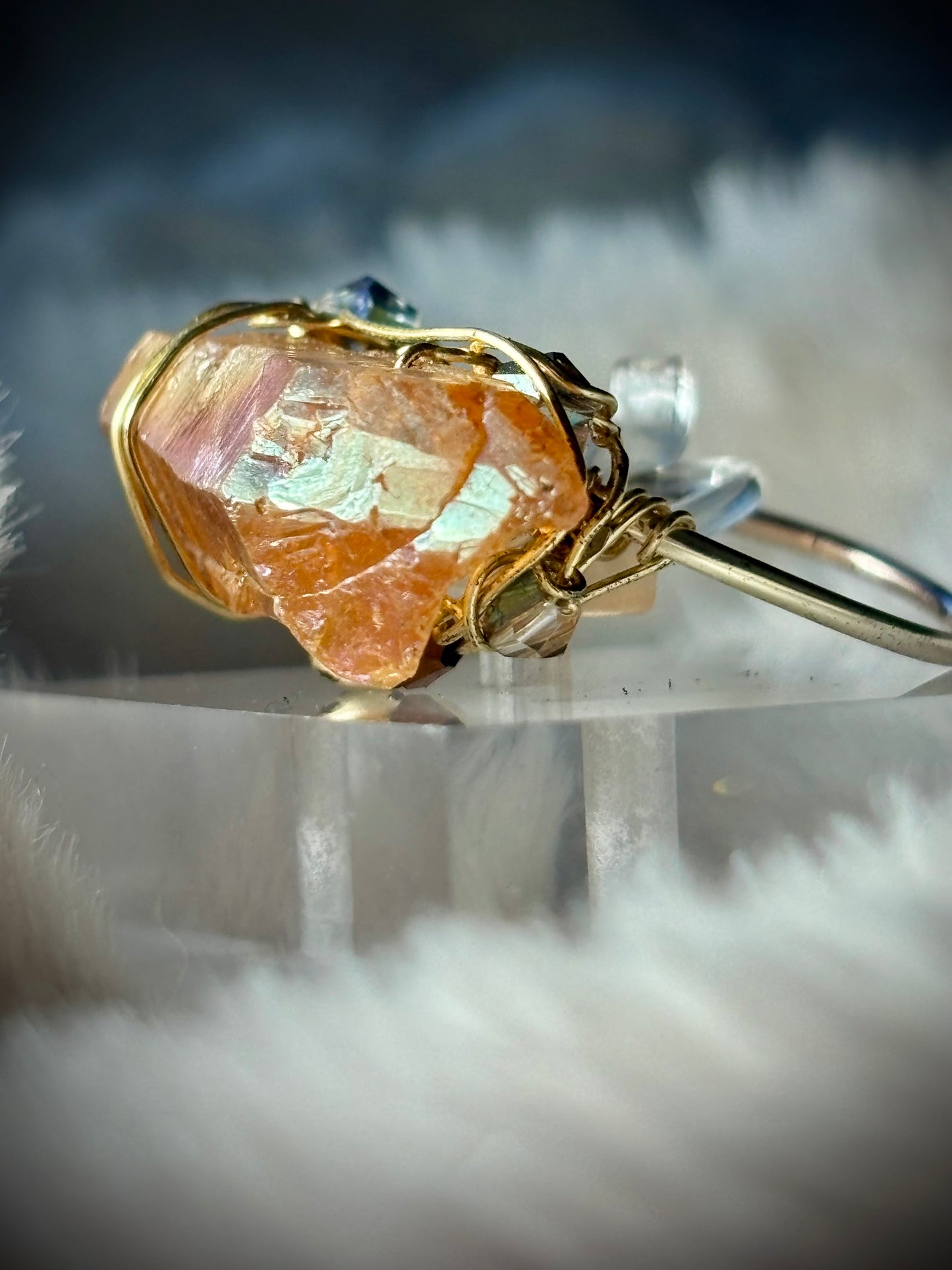 Sunburst Heat-treated Amethyst Ring: Sun-Forged, Phoenix, Molten Earth