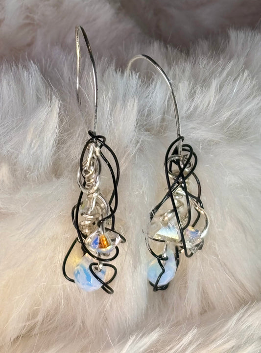 Poet’s Quill: Crystal/Moonstone Earrings