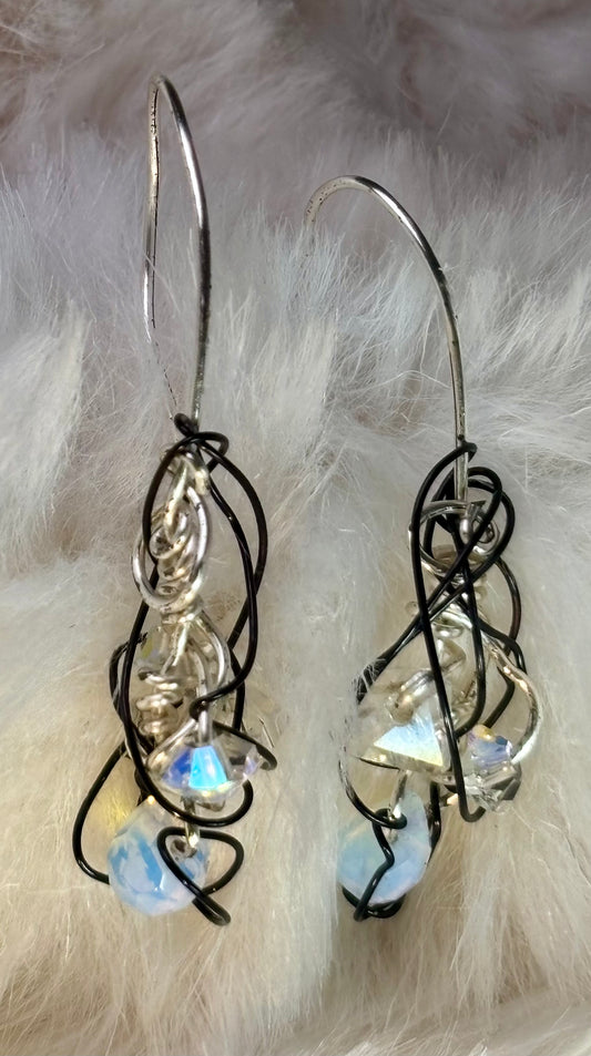 Poet’s Quill: Crystal/Moonstone Earrings