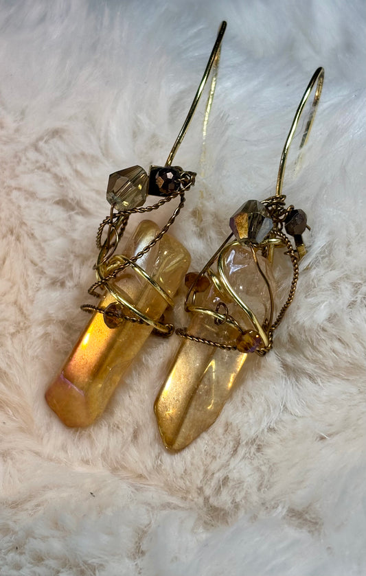 Sunspell: tangerine aura, quartz earrings 