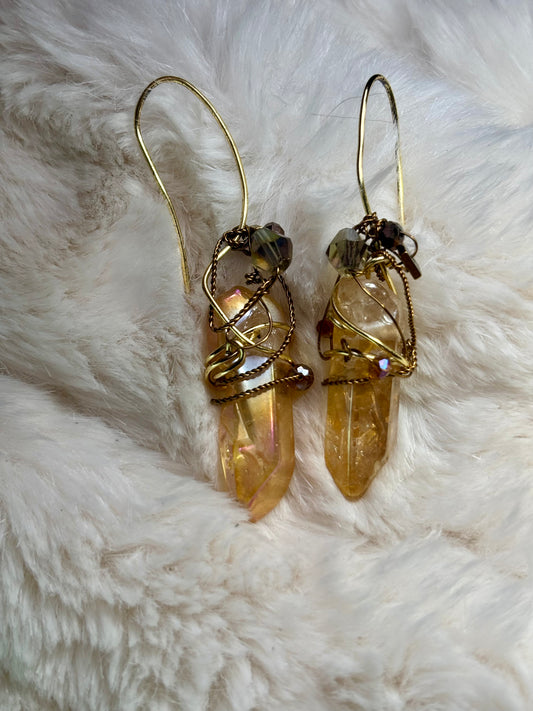 Sunspell: tangerine aura, quartz earrings 