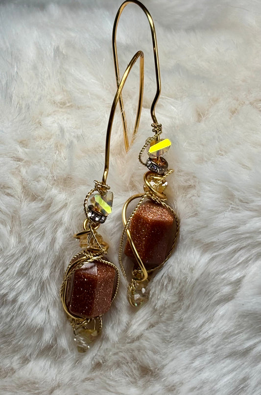 Spark of the Soul: Goldstone earrings (set available)