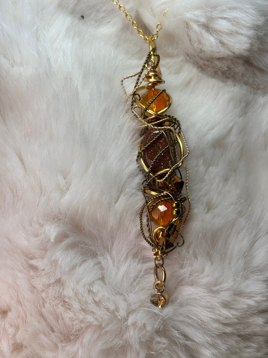 Solar Spell: goldstone pendant (set available)