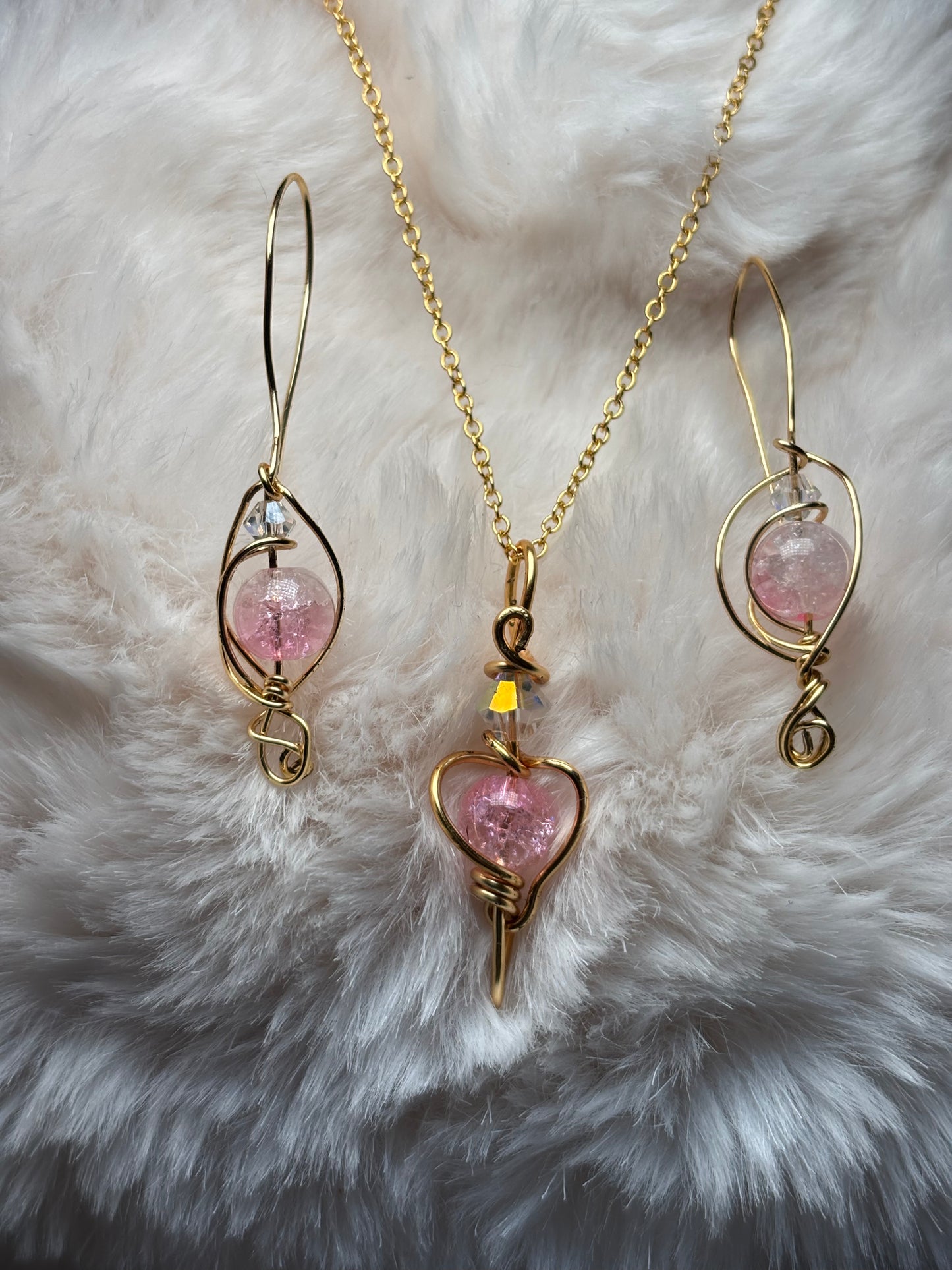 Glinda — Light of the Heart; crackle quartz crystal Set