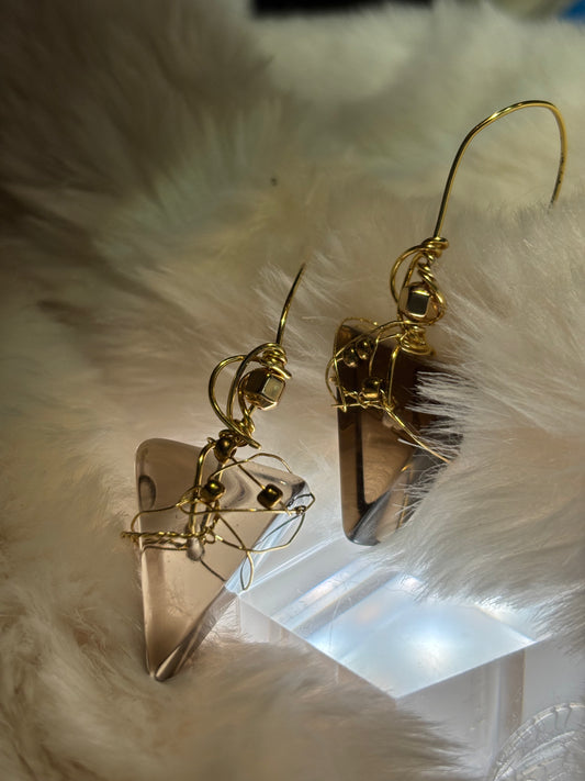 Candy Collection – Luminous Espresso Drops: Irradiated Crystal Earrings