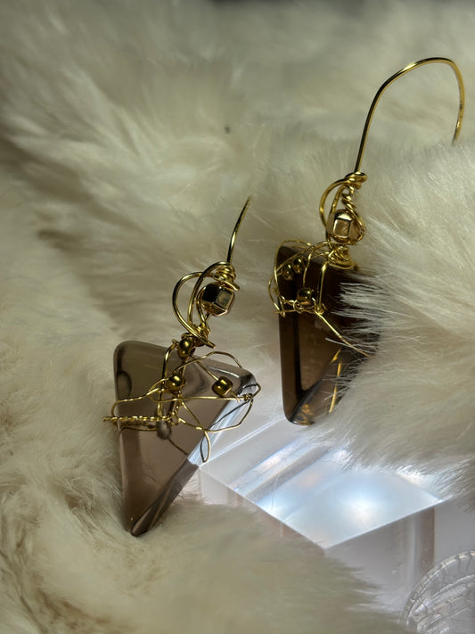 Candy Collection – Luminous Espresso Drops: Irradiated Crystal Earrings