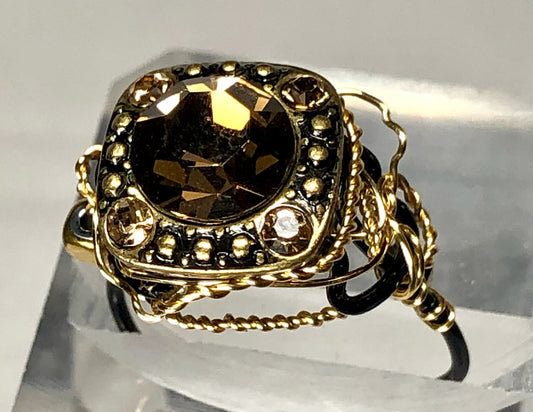 Chocolate rhinestone ring