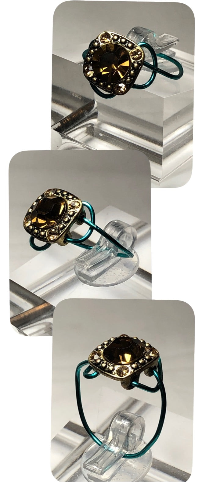 Citrine rhinestone ring