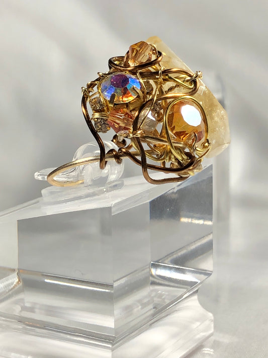 Citrine & Rhinestone Ring