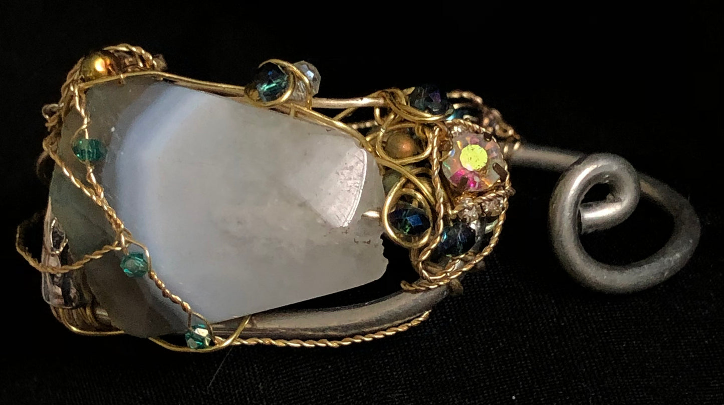 Agate rhinestone bracelet