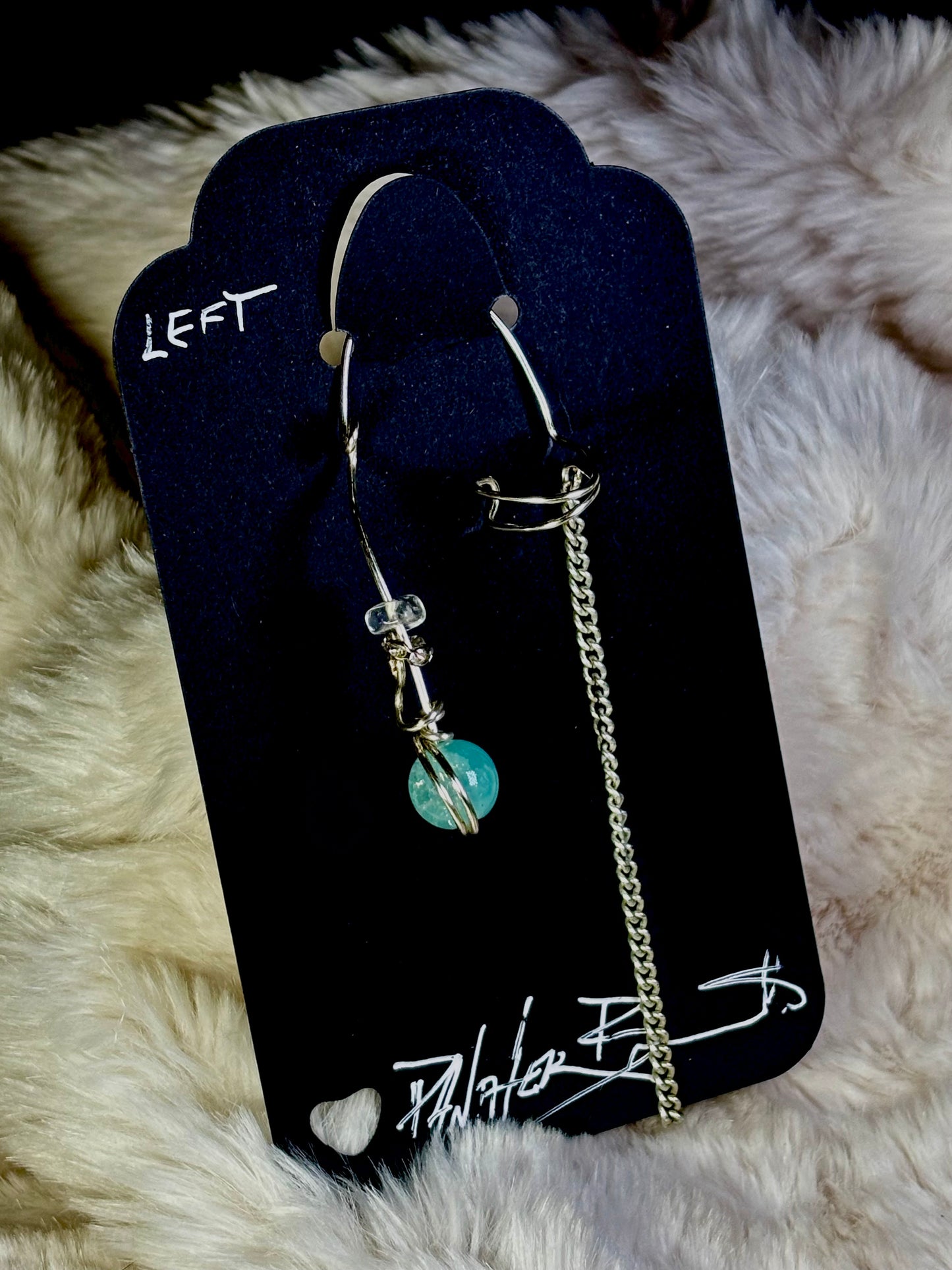Quiet Within: Amazonite left silver Earcuff