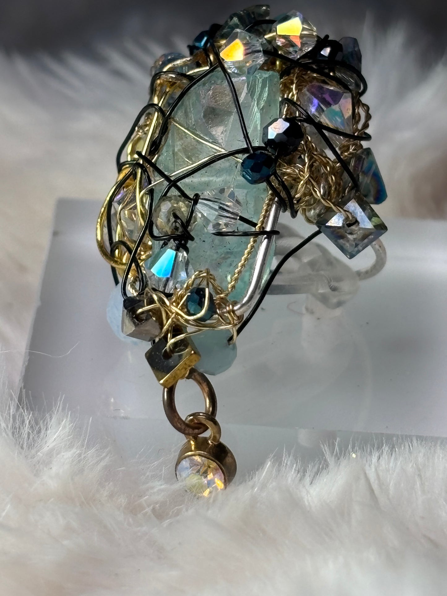 Glacial Empress: blue crystal ring ￼