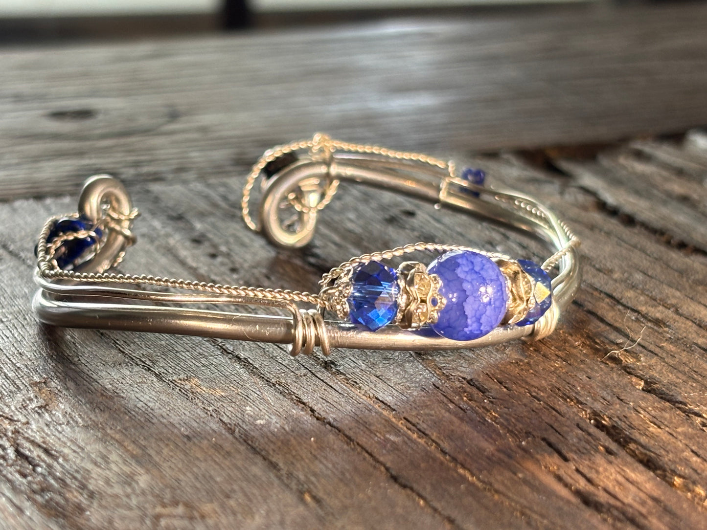 Blue Crackle Agate:  Lapis Lazuli Bracelet:  Evening Star