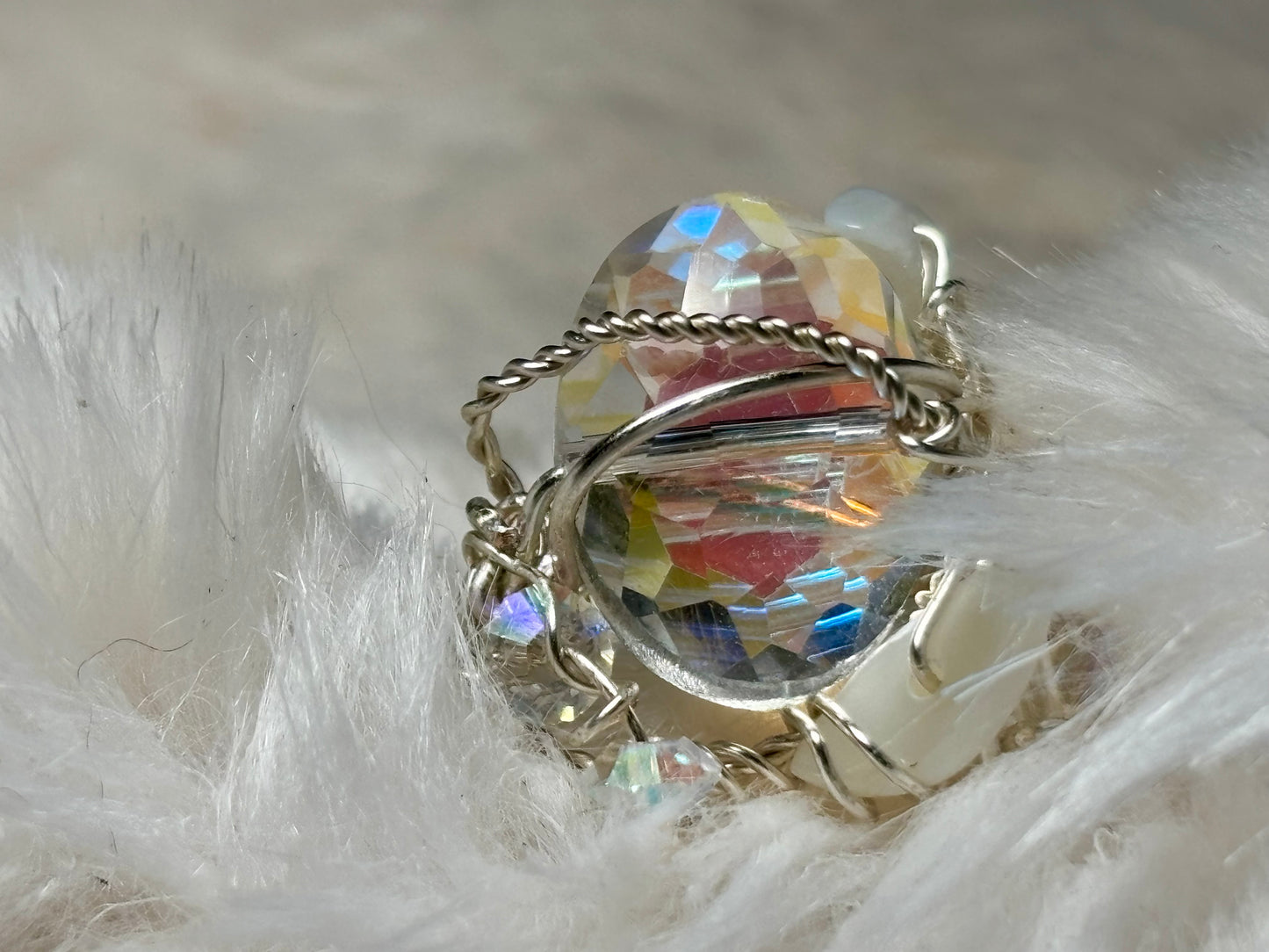 Crystal ring in silver: luminous radiance ￼￼