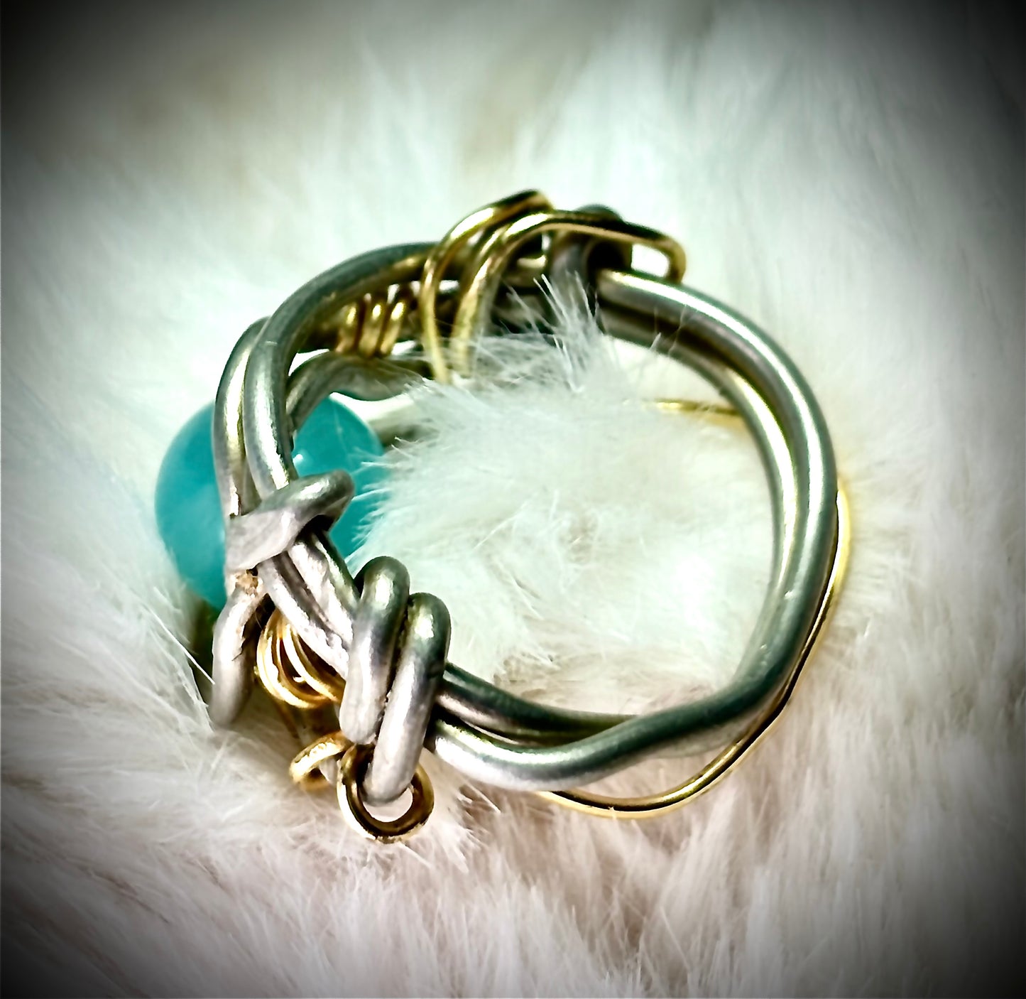 Aqua￼Amazonite and silver ring: ￼ my peace protects me ￼
