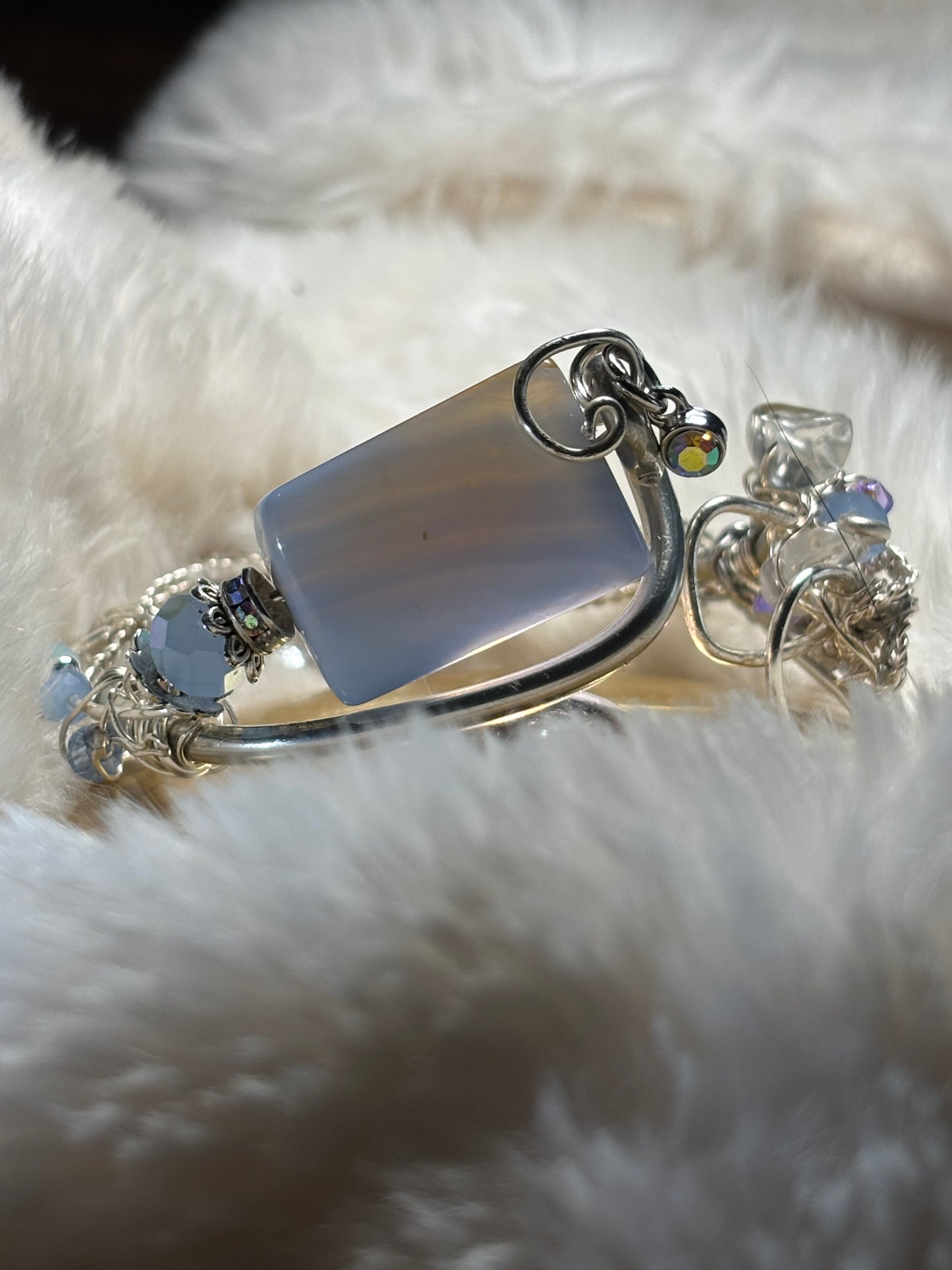 Blue lace agate and Crystal bracelet: Crystal Calm￼