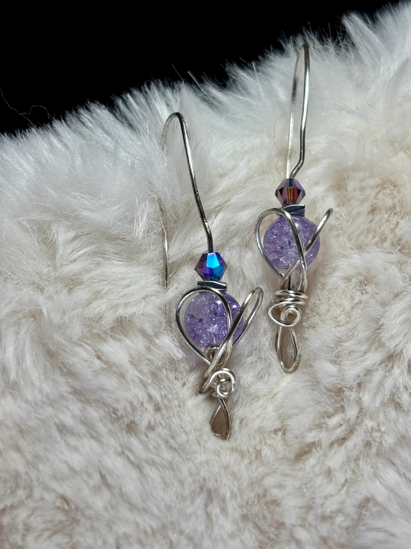 Dream Heart: violet￼lepidolite earrings ￼