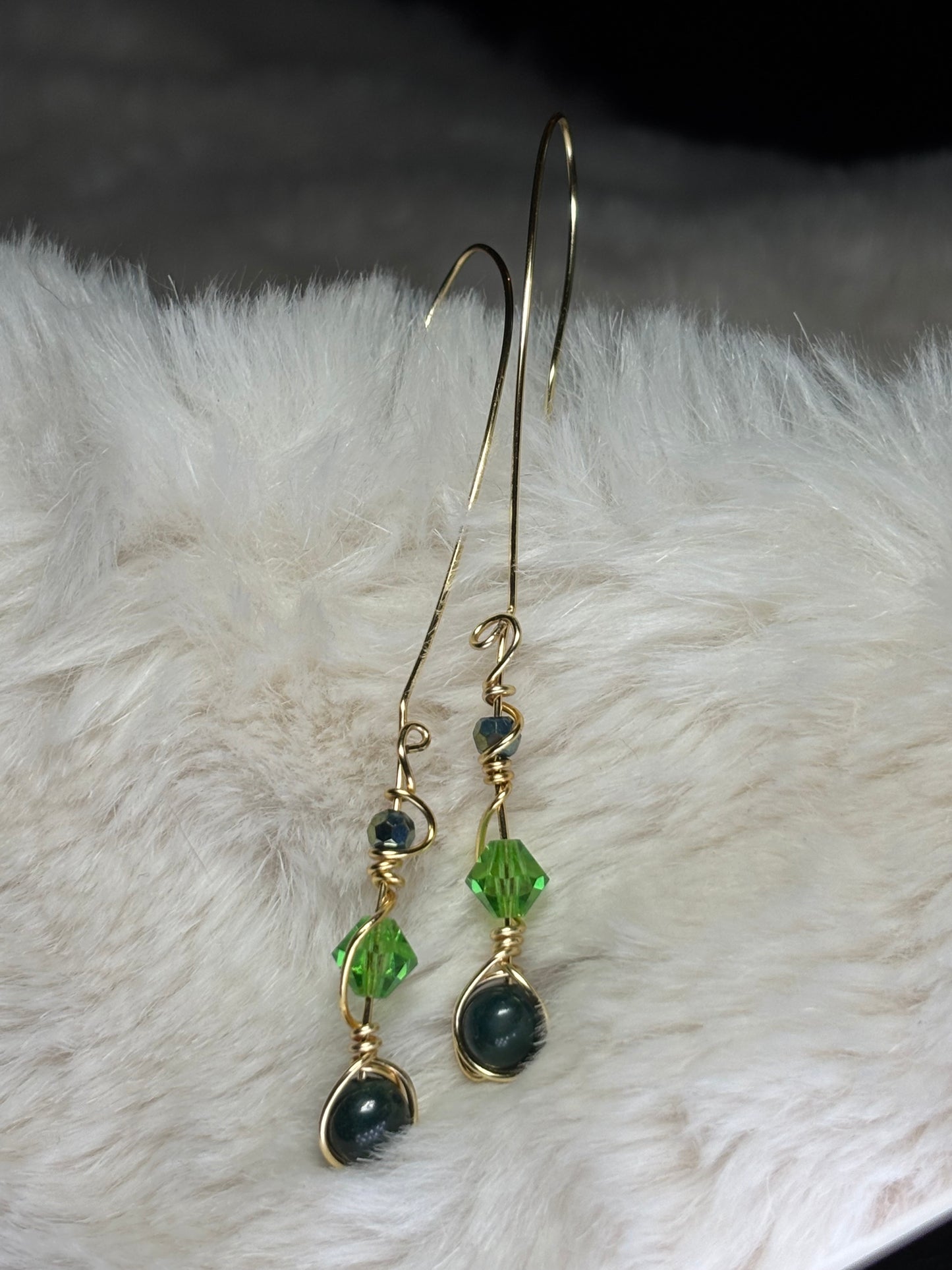 Green Forest Light: green nephrite earrings