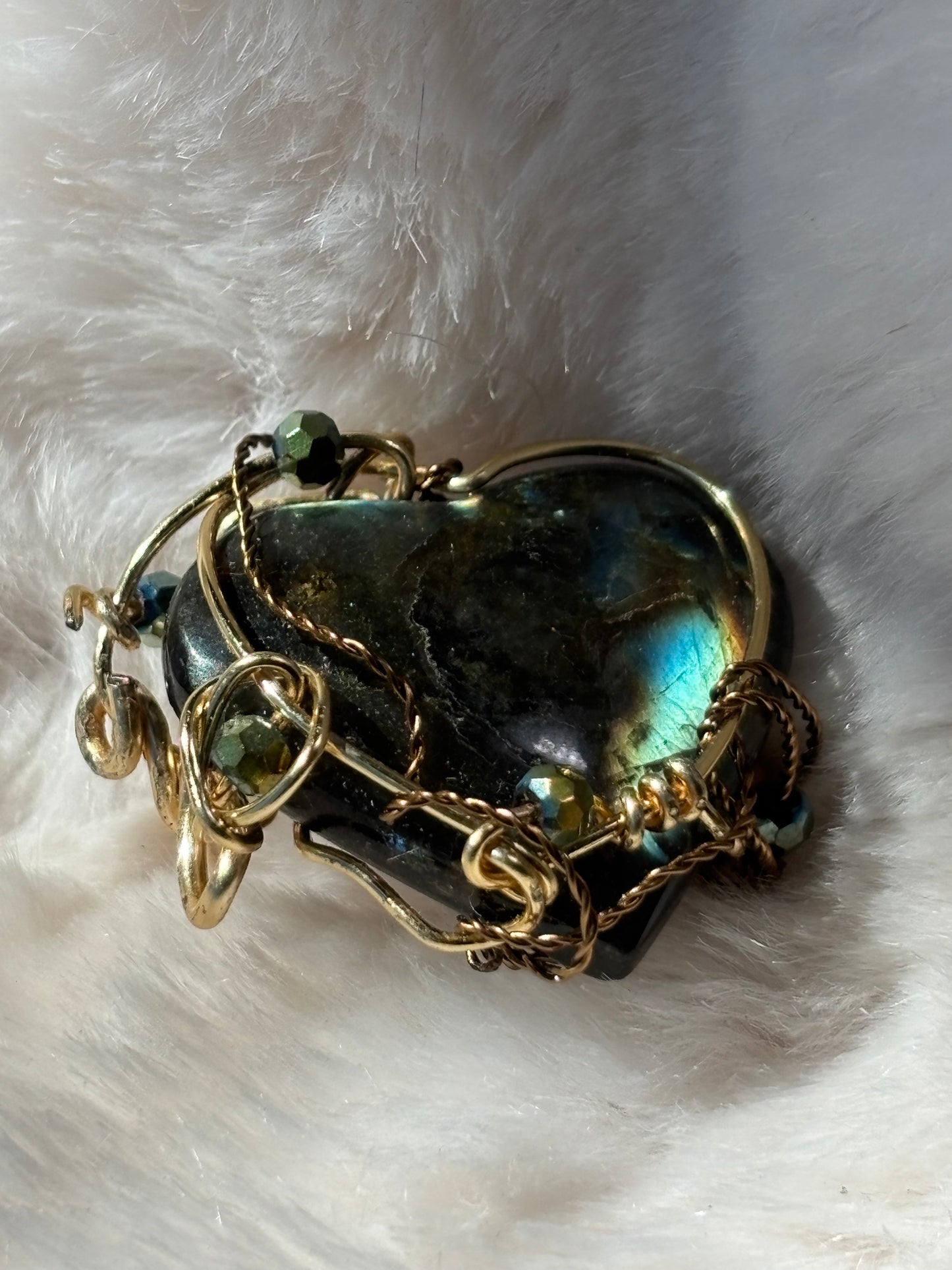 Labradorite heart ring: Knowing￼