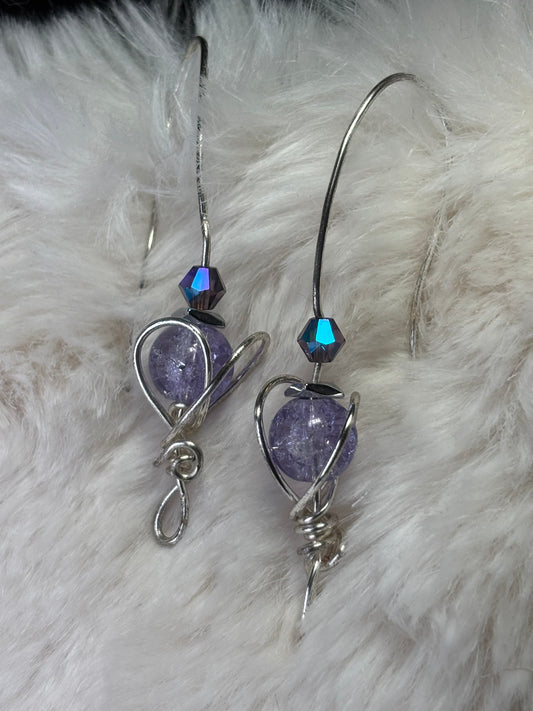 Dream Heart: violet￼lepidolite earrings ￼