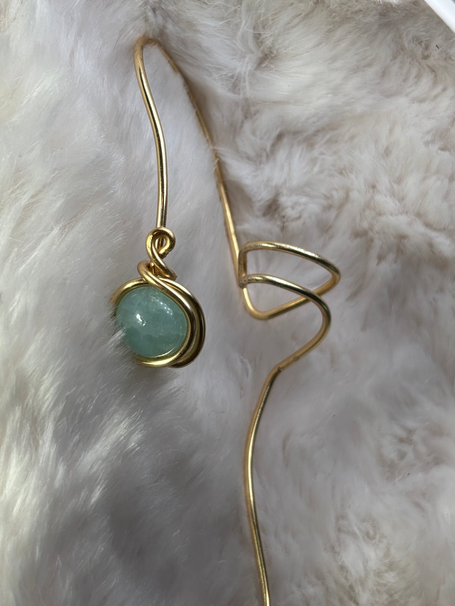 Breath of Peace — Golden Calm: Amazonite right Earcuff