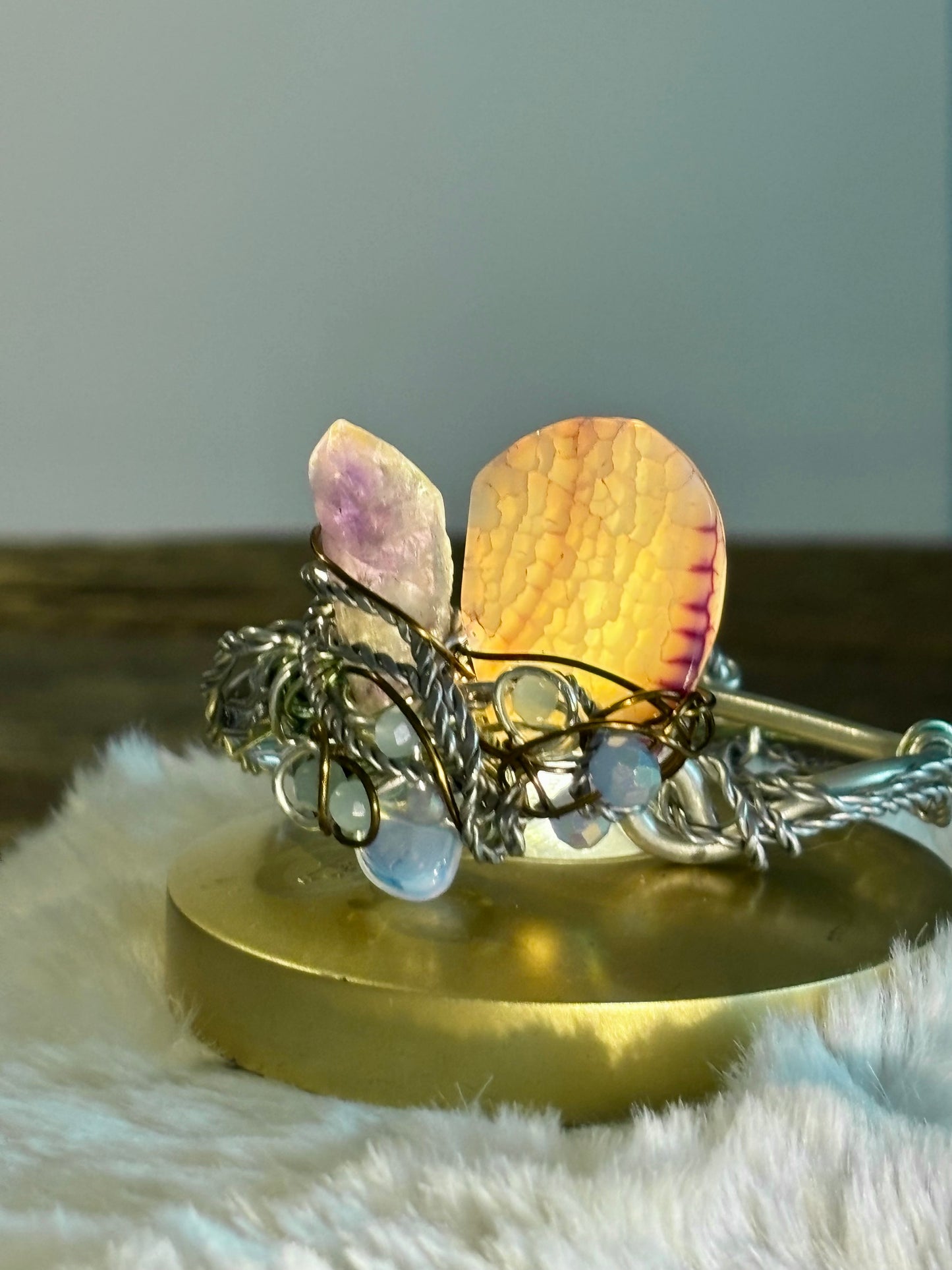 Dragon Vein Agate, Amethyst, Moonstone Bracelet:    DRAGON RIDER