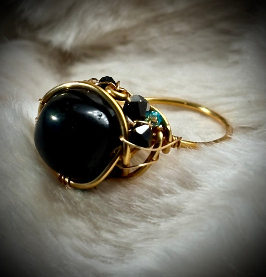 BROWN OBSIDIAN RING — TRIBAL ROYALTY