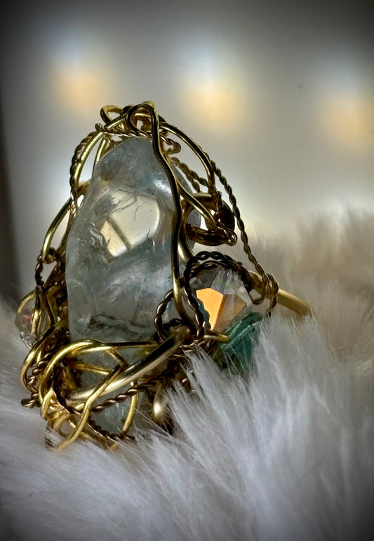 Pale Ice: irradiated crystal ring