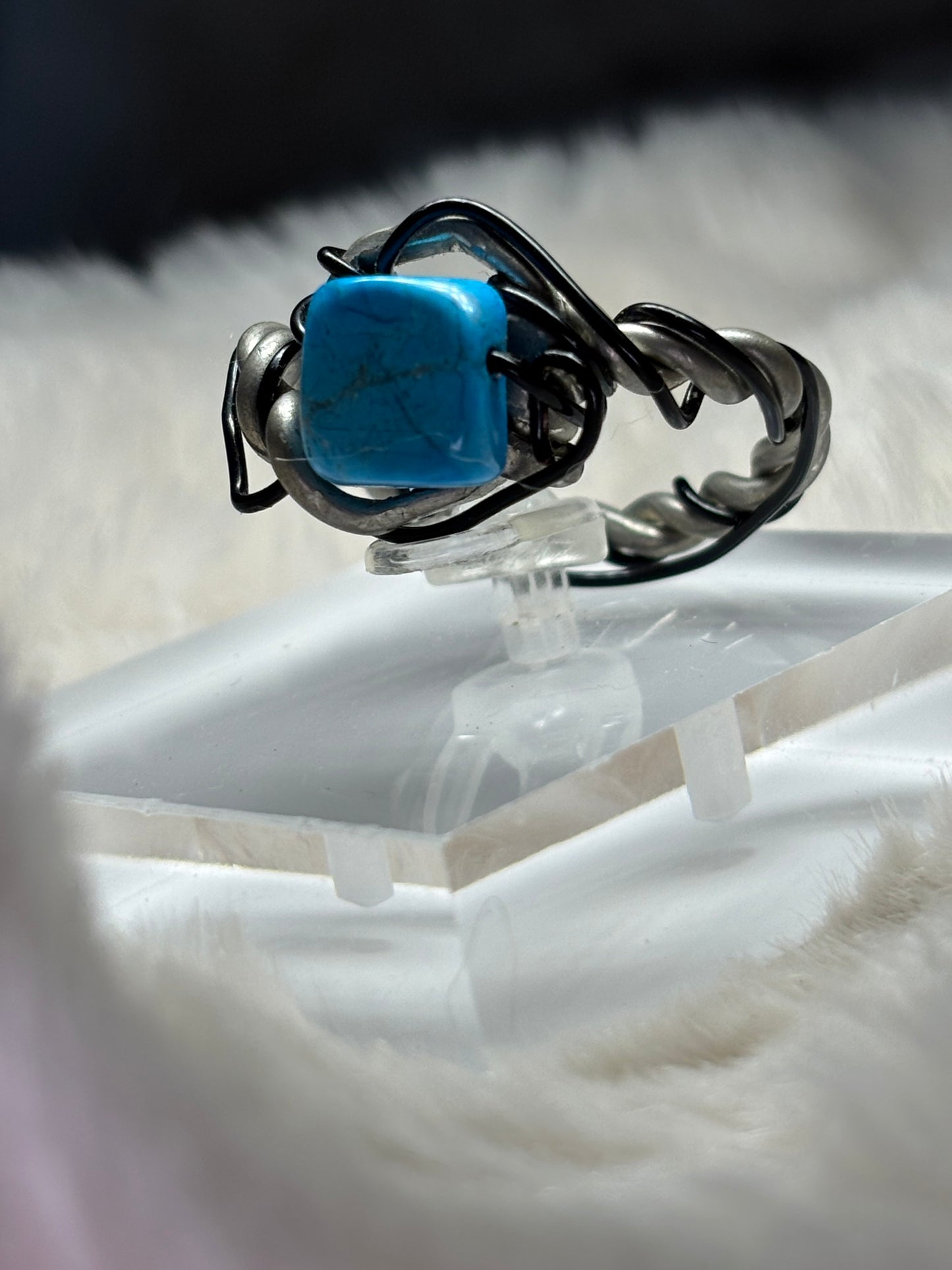 Silver, Blue Howlite Ring: ￼Captain Azure Wayfinder