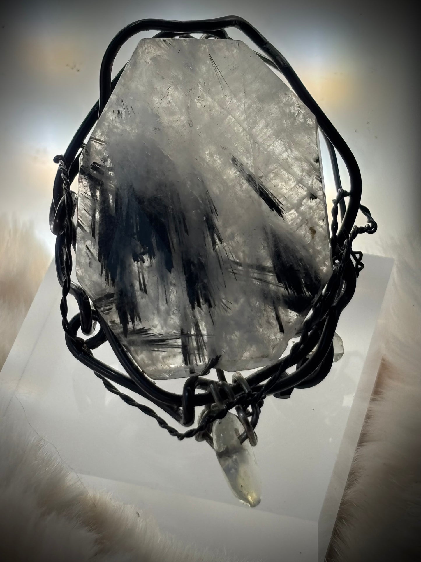 Crystal lightning: black tourmaline, and crystal ring ￼￼