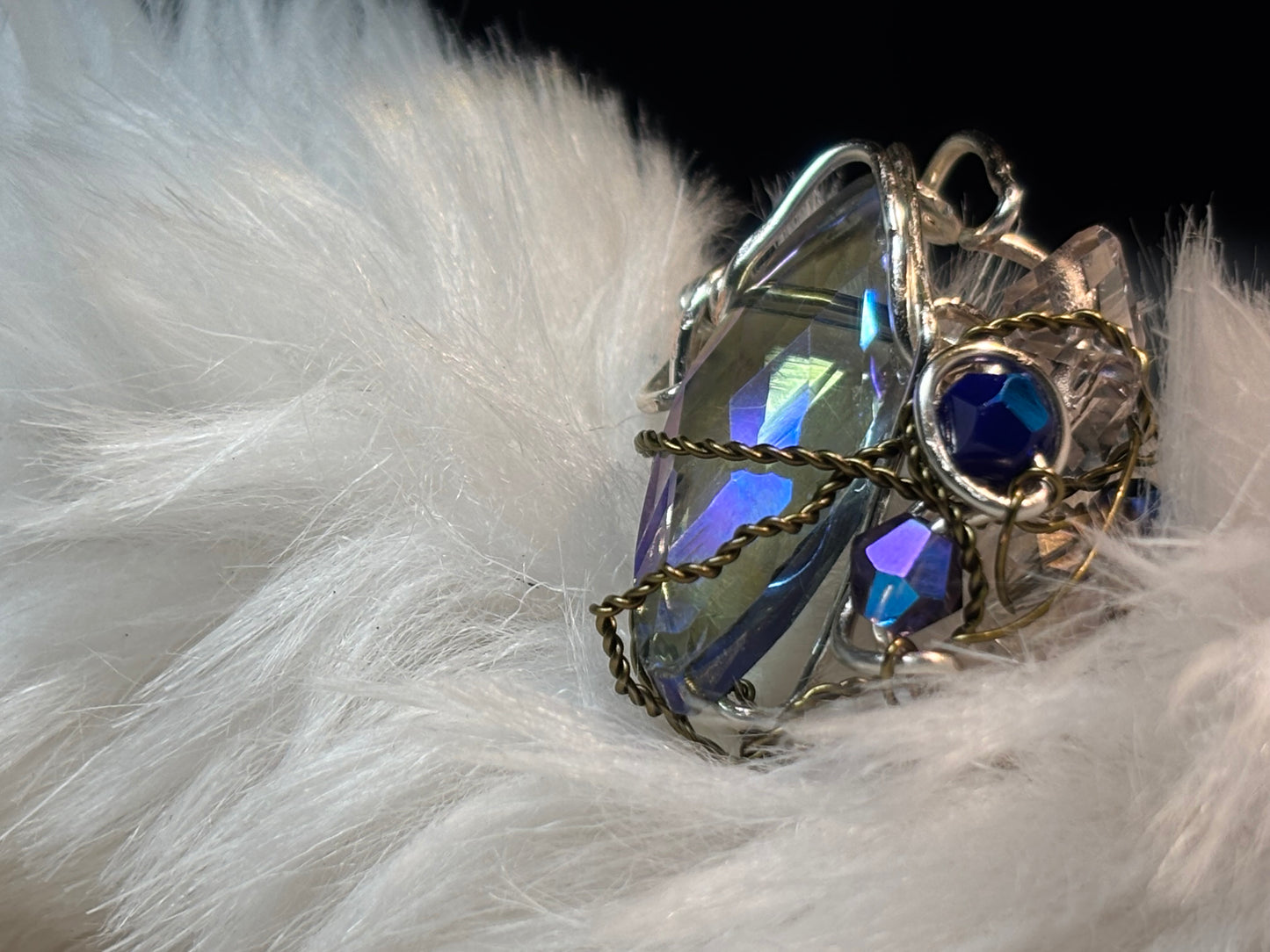 Crystal ring in silver: Comet sky ￼