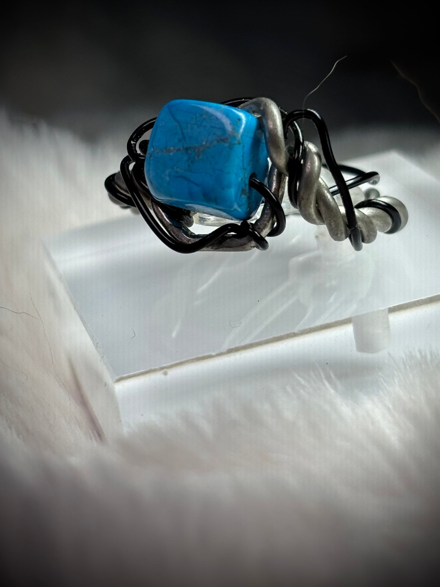 Silver, Blue Howlite Ring: ￼Captain Azure Wayfinder