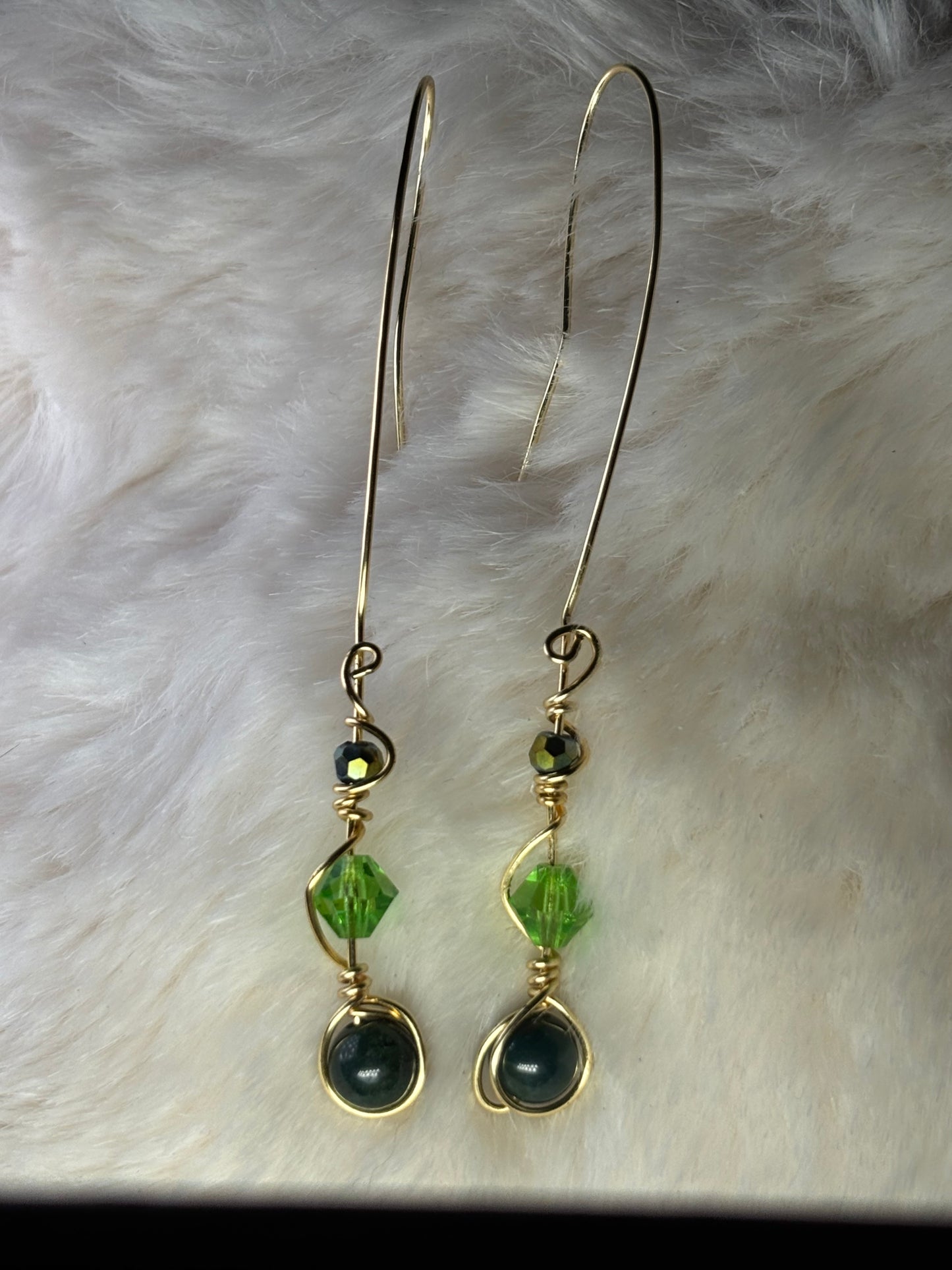 Green Forest Light: green nephrite earrings