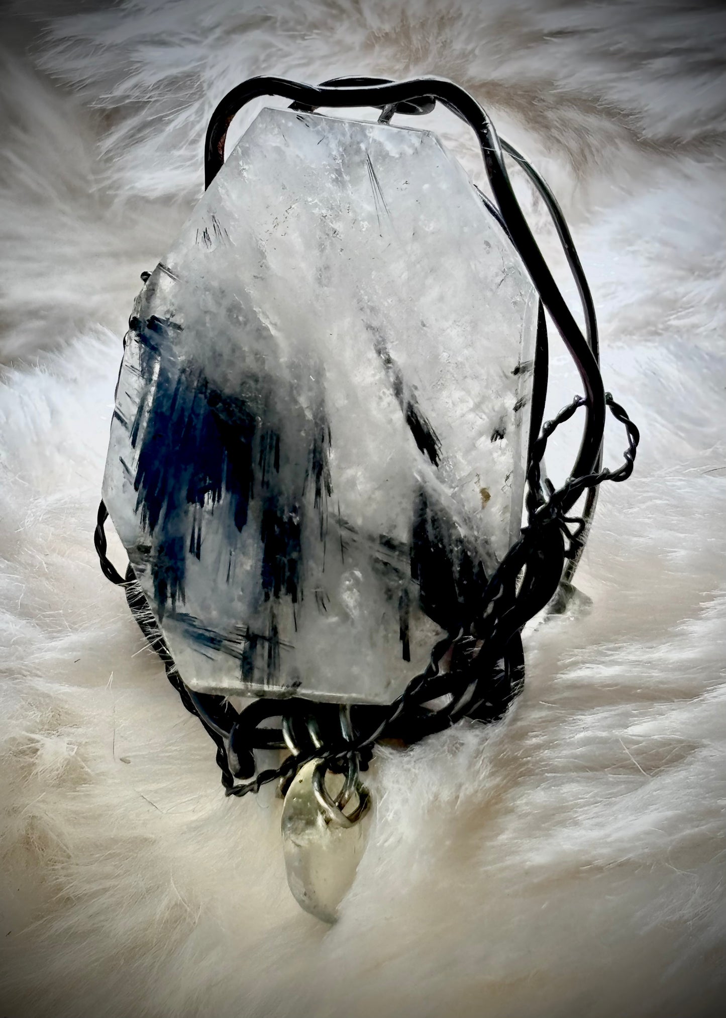 Crystal lightning: black tourmaline, and crystal ring ￼￼